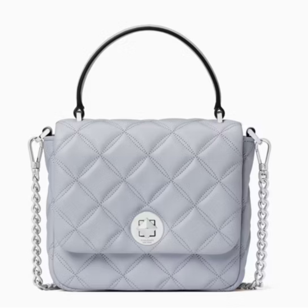 Kate Spade Natalia Square Light Blue Quilted Crossbody Bag